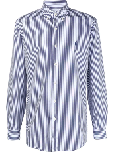 Shop Polo Ralph Lauren Striped Button-down Shirt In Blue