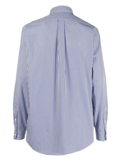 Shop Polo Ralph Lauren Striped Button-down Shirt In Blue