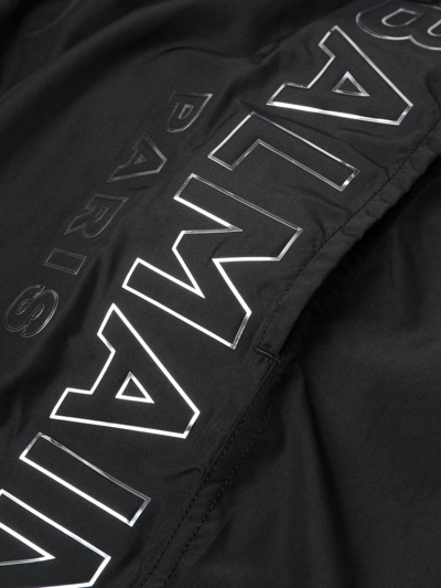 Shop Balmain Logo-print Swim-shorts In Black