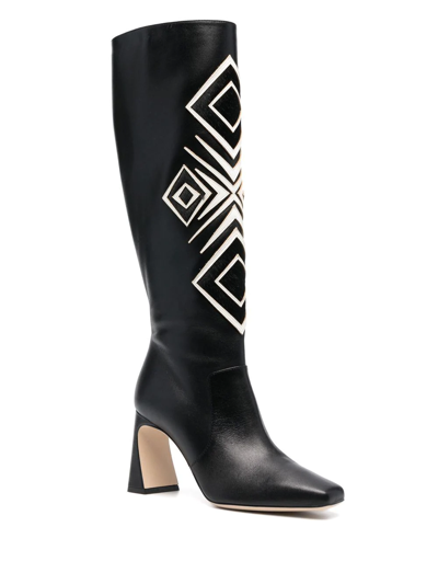 Shop Alberta Ferretti Geometric-panel Detail Boots In Black