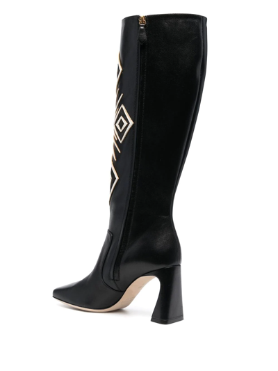 Shop Alberta Ferretti Geometric-panel Detail Boots In Black