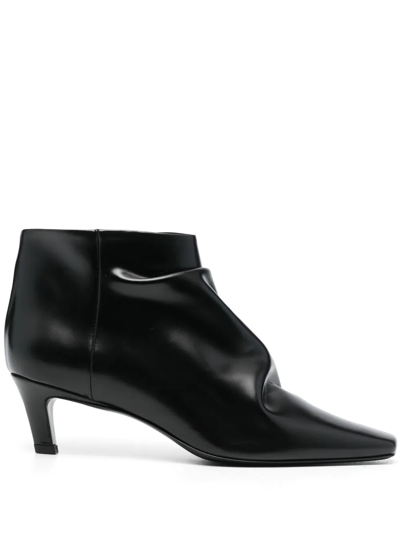 Shop Totême 60mm Leather Ankle Boots In Black