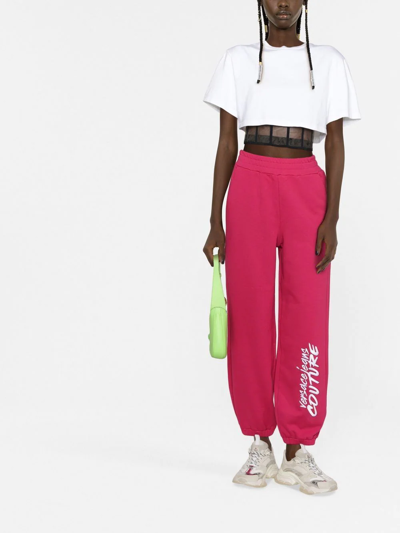 Versace Jeans Couture Logo-print Cotton Track Pants In Pink