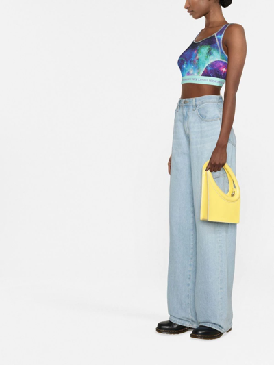 Shop Versace Jeans Couture Space Couture Sports Bra In Blue