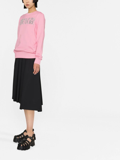 Shop Versace Jeans Couture Logo-print Sweatshirt In Pink