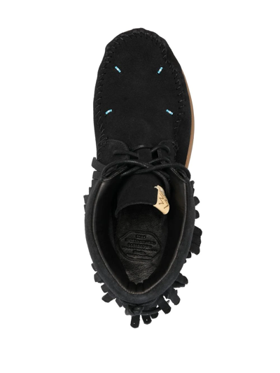 Visvim Fbt Shaman-folk Fringed Beaded Suede Boots In Black