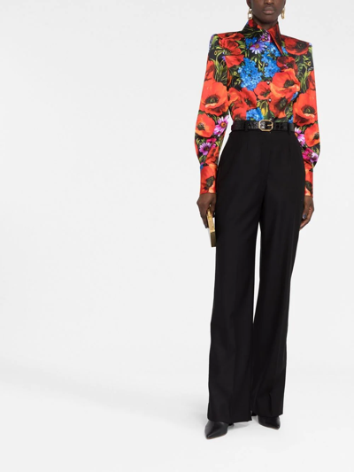 Dolce & Gabbana High-rise Cady Wide-leg Trousers In Black