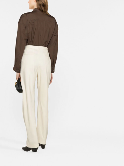 Shop Lemaire Straight-leg Cotton-blend Trousers In White