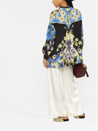 Etro Ornamental Print Silk Blouse In Black