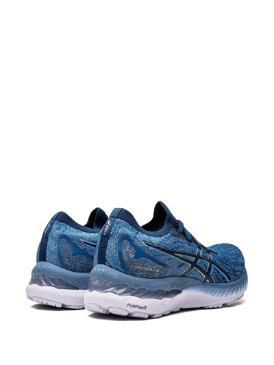 Shop Asics Gel Nimbus 23 Knit Sneakers In Blue
