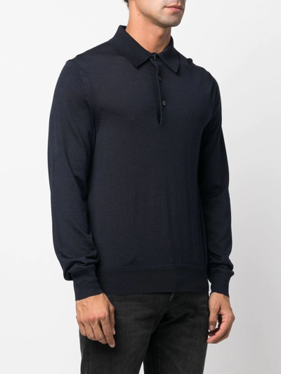 Shop Tom Ford Long-sleeve Polo Shirt In Blue