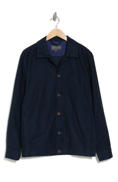 Shop Slate & Stone Button Front Cotton Jacket In Blue