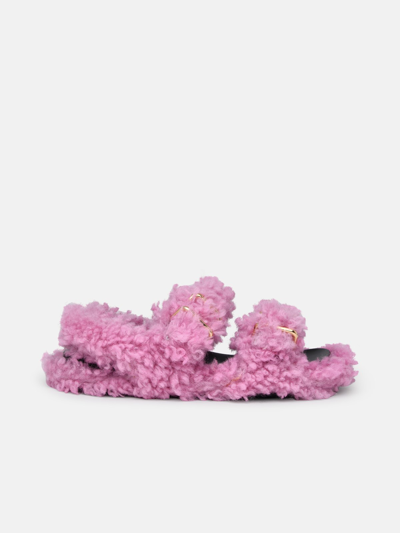 Shop Marni Pink Sheepskin Fussbett Sandals