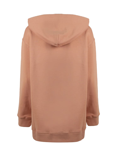 Shop Max Mara Adito Cotton Sweatshirt With Hood And Logo In Rosa Antico