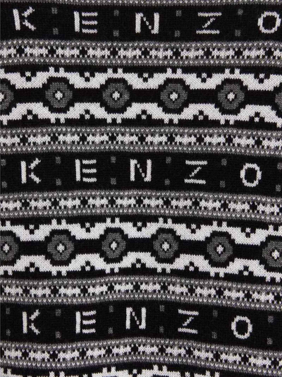 Shop Kenzo Jacquard Logo Sweater In White/black