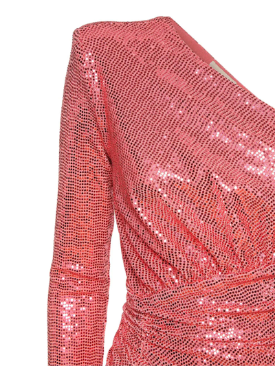 Shop Alexandre Vauthier Pink Sequins One Shoulder Mini Dress In Rosa