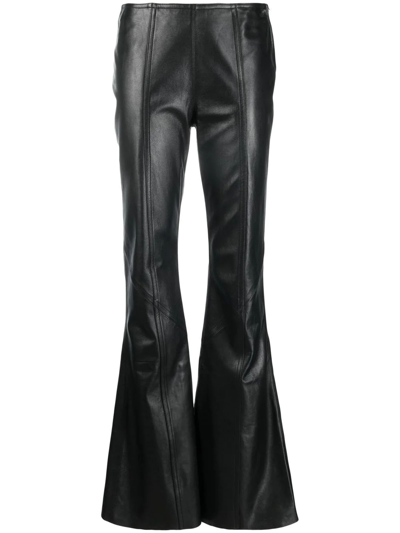 Alberta Ferretti Flared-leg Leather Trousers In Nero