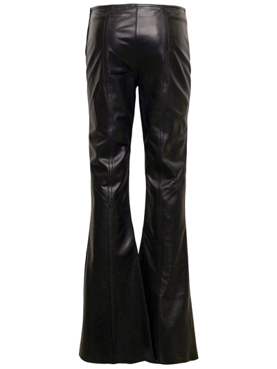 Alberta Ferretti Flared-leg Leather Trousers In Nero
