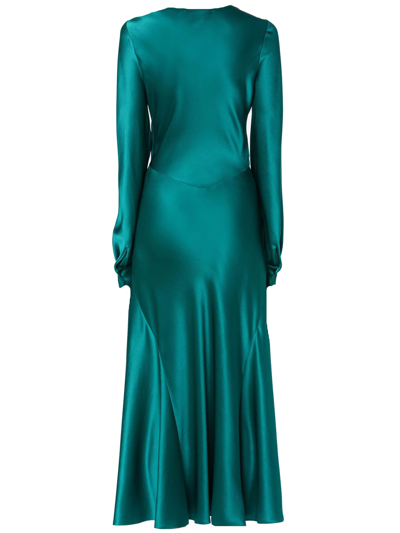 Shop Alberta Ferretti Green Silk Satin Longuette Dress In Verde