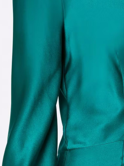 Shop Alberta Ferretti Green Silk Satin Longuette Dress In Verde