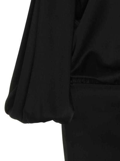 Shop Blumarine Balloon Sleeve Dress In Black