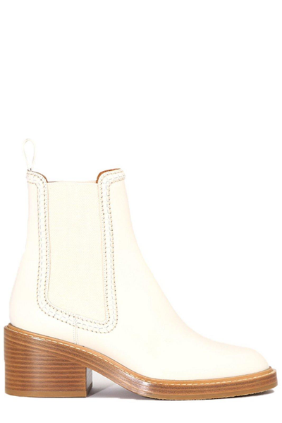 Shop Chloé Mallo Ankle Boots In Eggshell