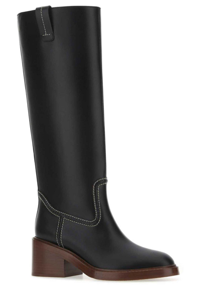 Shop Chloé Mallo Almond Toe Boots In Black