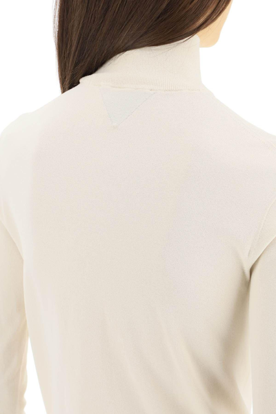 Shop Bottega Veneta Viscose Turtleneck Sweater In String