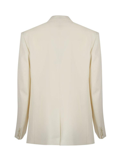 Shop Valentino Double-breasted Long-sleeved Blazer In Avorio