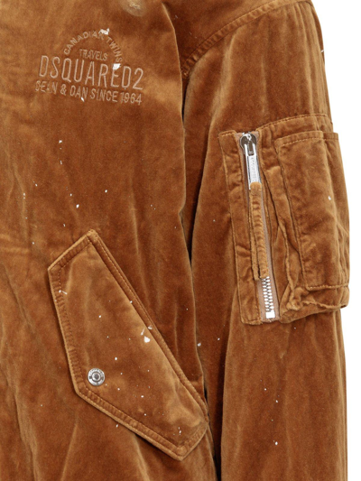 Shop Dsquared2 Logo Embroidered Zipped Bomber Jacket In Moss