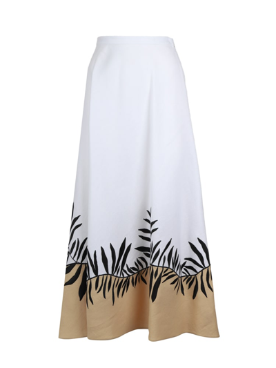 Shop Loro Piana The Manny Linen Skirt In White, Brown, Black