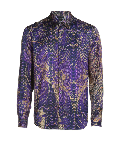 Shop Just Cavalli Printed Buttoned Shirt In Purple
