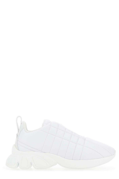 Shop Burberry Quilted Slip-on Sneakers In Optic White
