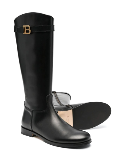 Shop Balmain Black Leather Boots In Nero