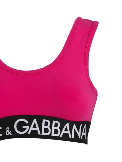 Dolce & Gabbana Capri Cropped Logo-hem Top In Ciclamino