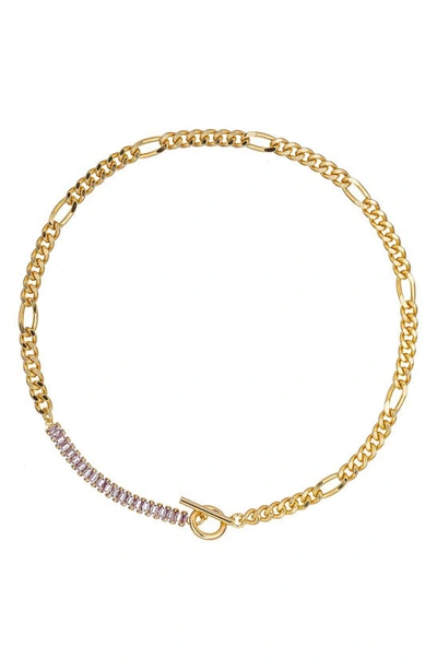 Shop Eye Candy Los Angeles Hannah Crystal Half-and-half Necklace In Gold