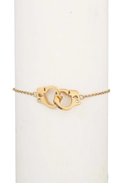 Shop Eye Candy Los Angeles Crystal Handcuff Bracelet In Gold