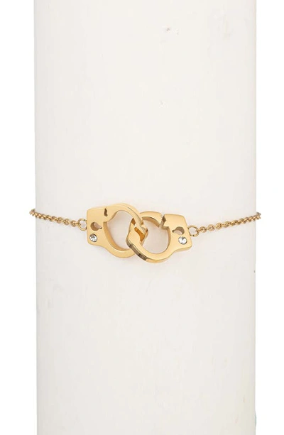 Eye Candy Los Angeles Crystal Handcuff Bracelet In Gold