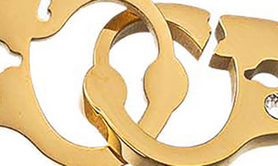 Eye Candy Los Angeles Crystal Handcuff Bracelet In Gold