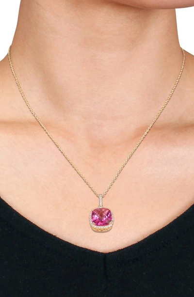 Delmar Cushion Cut Checkerboard Pink In Pink