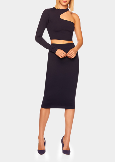 Shop Susana Monaco High-waist Stretch Pencil Skirt In Midnight