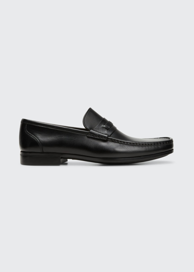 Shop Bergdorf Goodman Men's Daren Leather Moccasin Loafers In Black