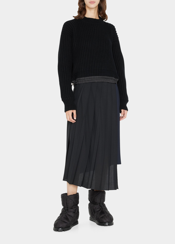 sacai drawstring-hem ribbed-knit jumper - Black