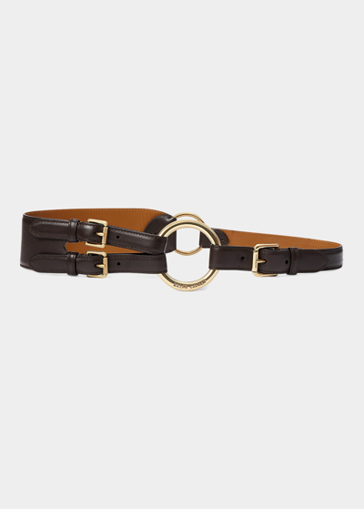 Shop Ralph Lauren Tri Strap O-ring Belt In Brown
