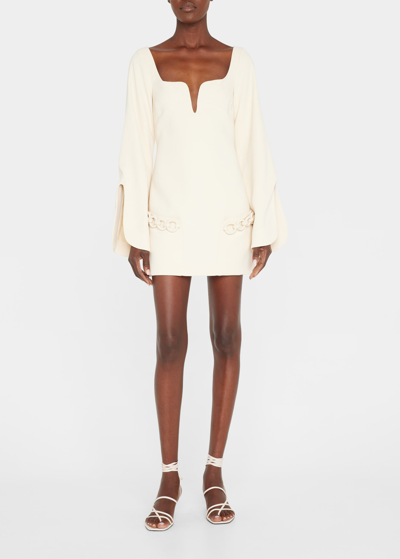 Shop Alexis Azize Split-sleeve Chain Mini Dress In Cream