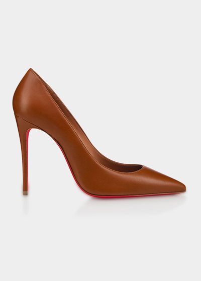 Shop Christian Louboutin Kate 100mm Red Sole Napa Pumps In N248 Nude 5