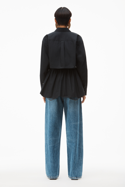 Alexander Wang Smocked Cami with Cropped Shirt in Black