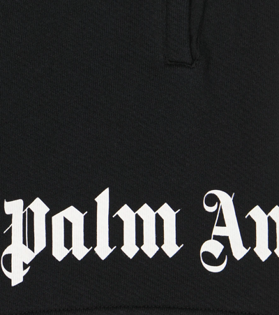 Shop Palm Angels Logo Cotton Jersey Shorts In Black White