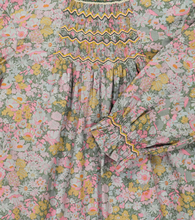 Bonpoint Divine Floral Cotton Dress In Vert De Gris