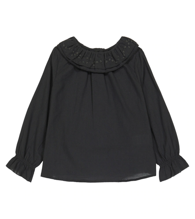 Bonpoint Jaya Cotton Blouse In Gris Ardoise